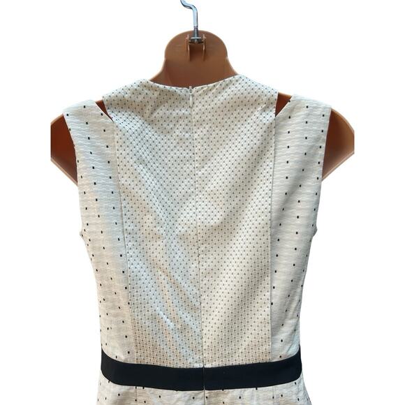 PIAZZA SEMPIONE IVORY DOTS PRINT POCKETS SLEEVELESS DRESS SIZE 38 2 SMALL - Picture 5 of 16